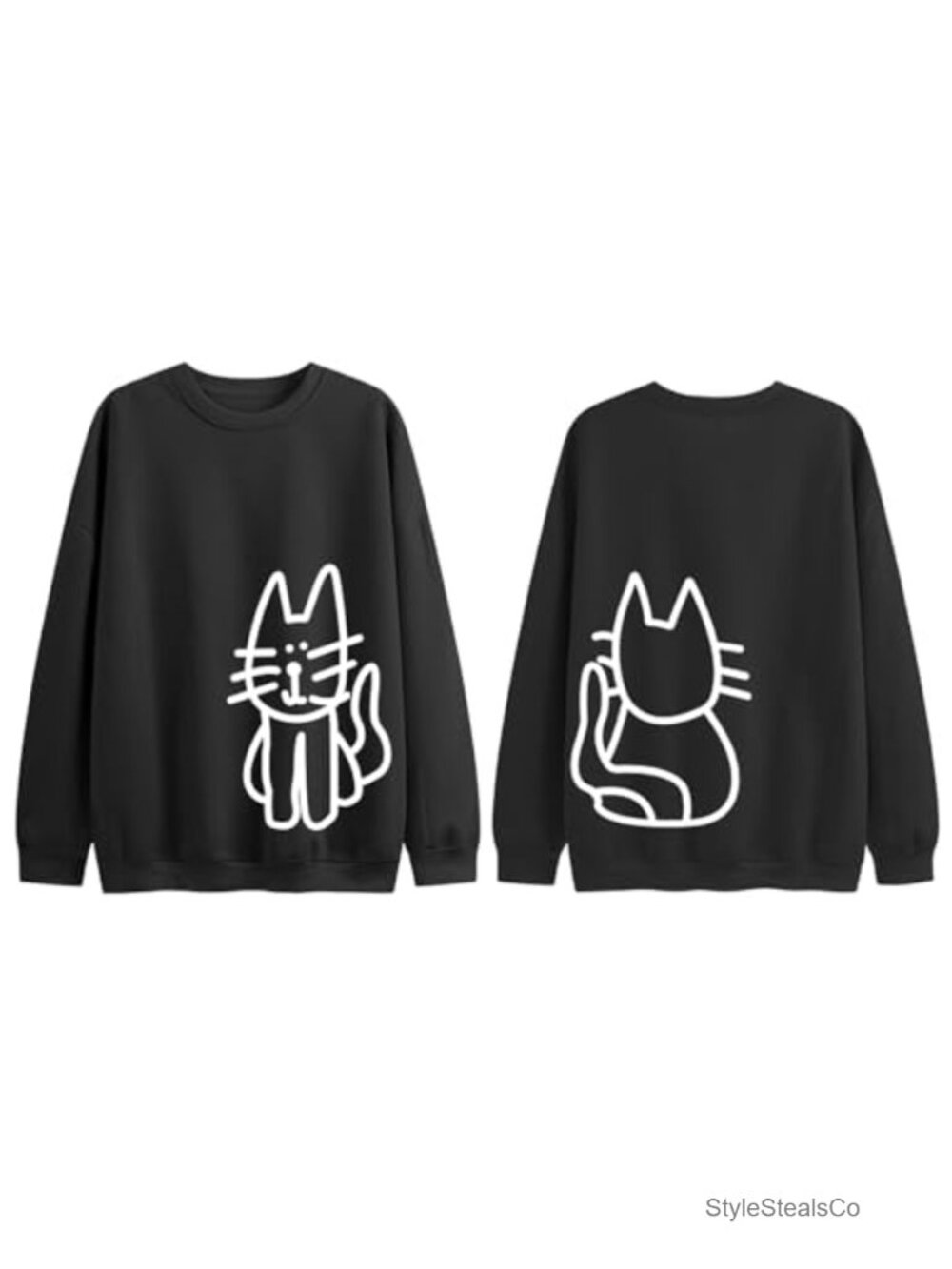 Cat Sweatshirt Women Graphic Pullover Fleece Crewneck Long Sleeve Tee